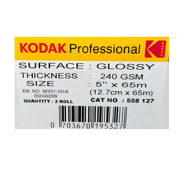 Kodak Carta 12,7X65mt 240gr Glossy 2 Roll per Dry Lab